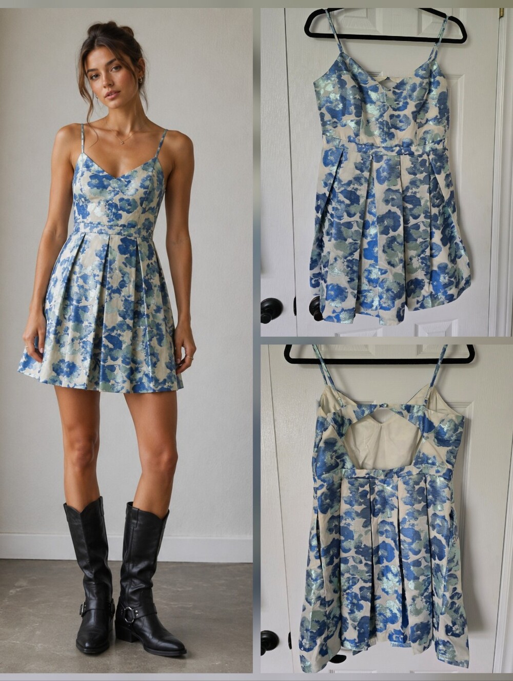 Urban Outfitters Kimchi Blue Metallic Floral Mini Dress